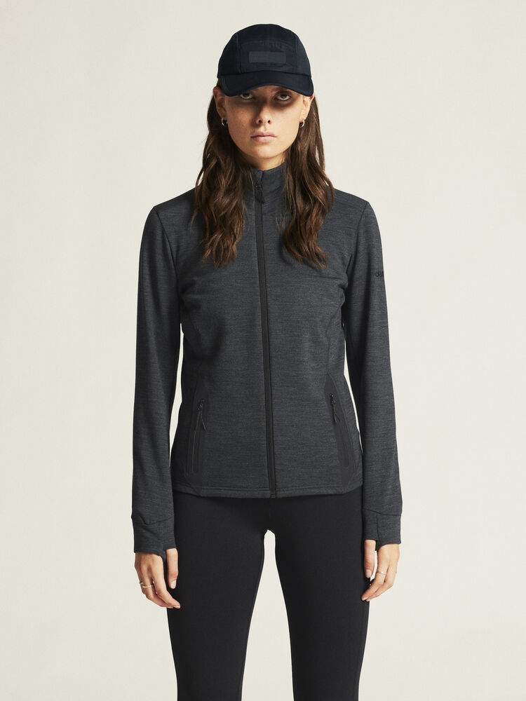 Craft - PRO Explore Wool Midlayer W Black Melange XXL