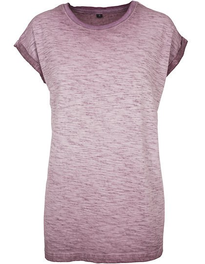 Build Your Brand - Ladies` Spray Dye Extended Shoulder Tee - Burgundy (Spray Dye)
