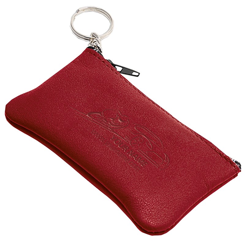 Sleuteltasje P02001, Leder, Blauw - Rood