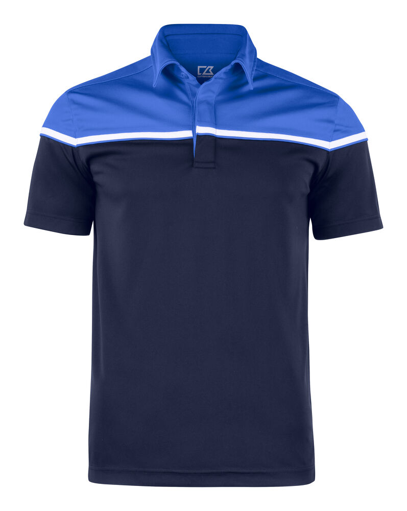Cutter & Buck - Seabeck Polo Heren Zwart/Wit XL - Dark Navy/ Royal Blauw