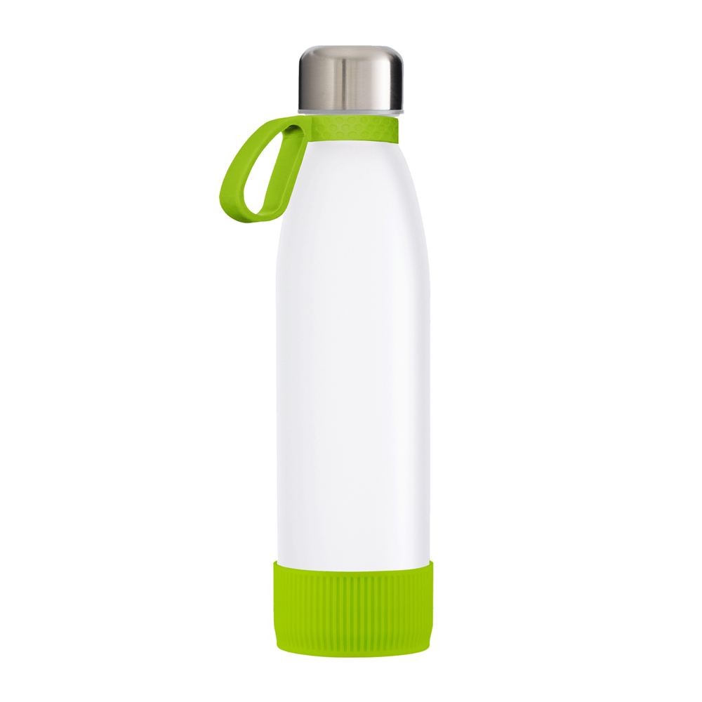 Fles GLASS - lichtgroen, zilver, wit