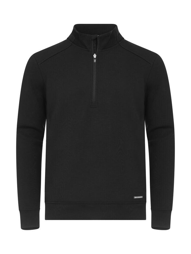 Cutter & Buck - Pemberton Half Zip Heren Antraciet Mélange XL - zwart