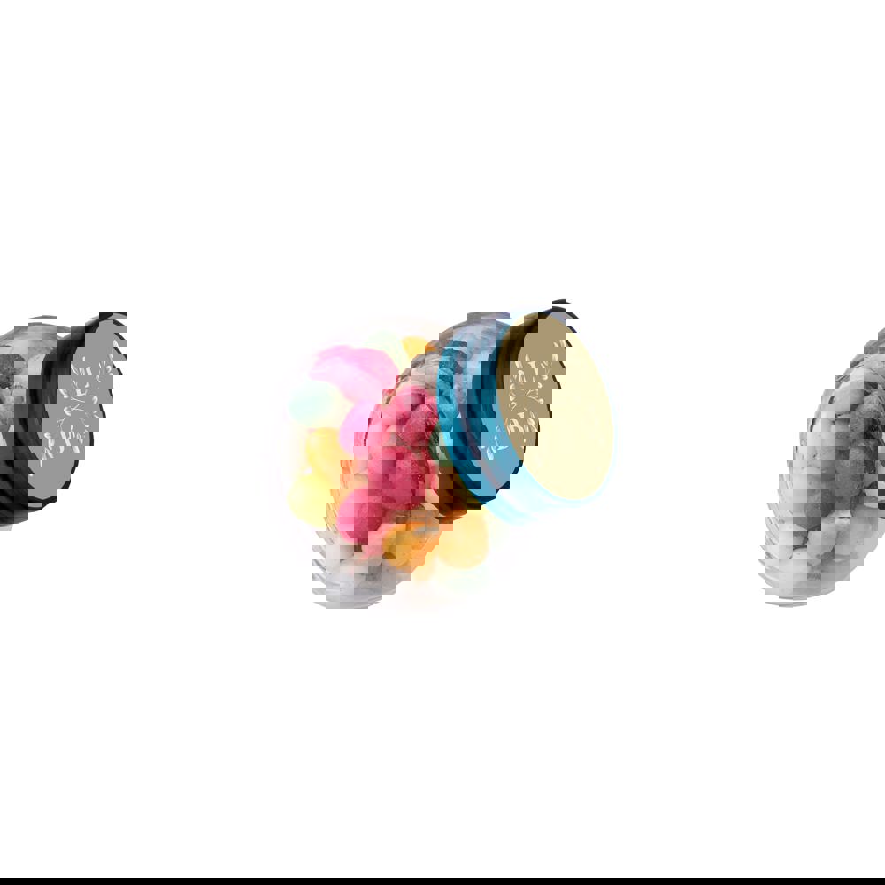 Micro glazen potje 50 ml, gevuld met snoep - Transparant/kobalt