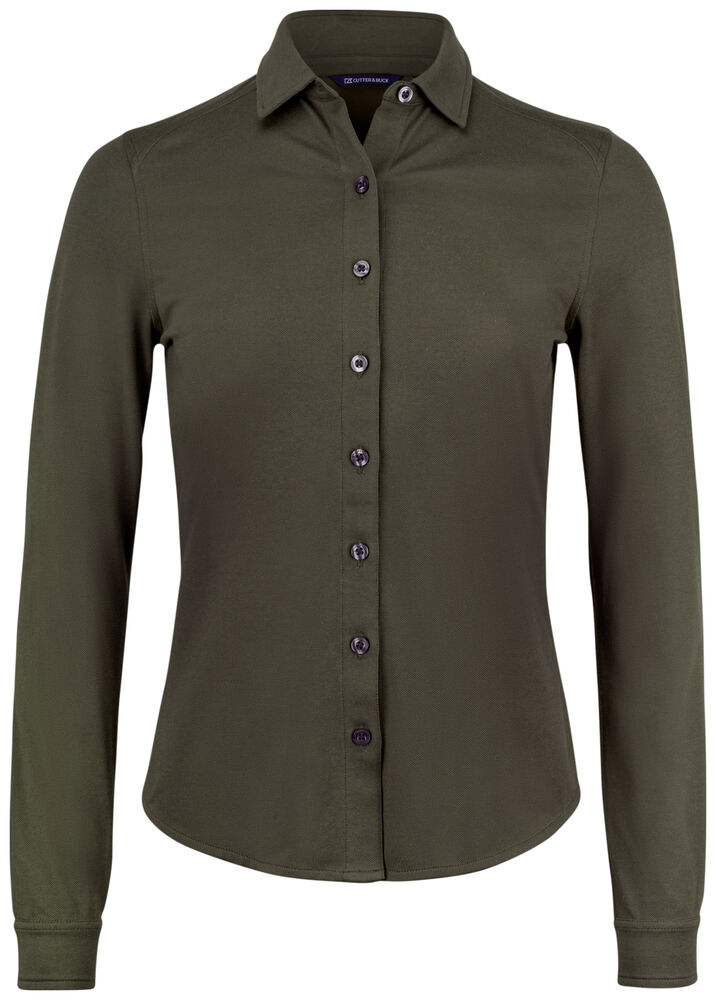 Cutter & Buck - Advantage Shirt Dames Wit XS - Ivy Groen