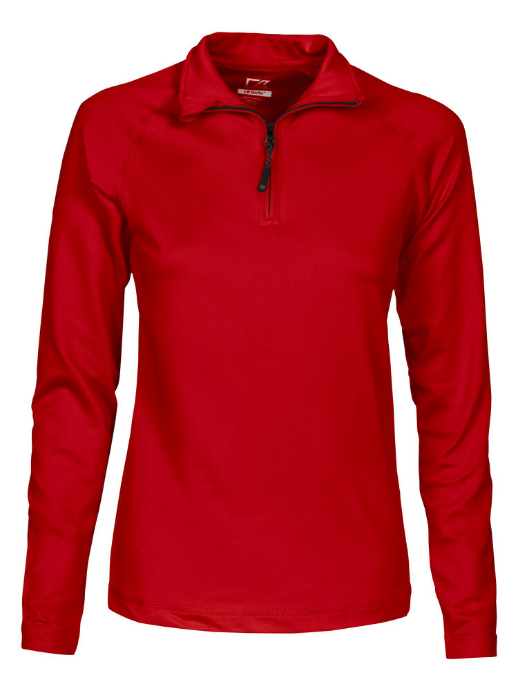 Cutter & Buck - Coos Bay Half Zip Dames Wit L - rood