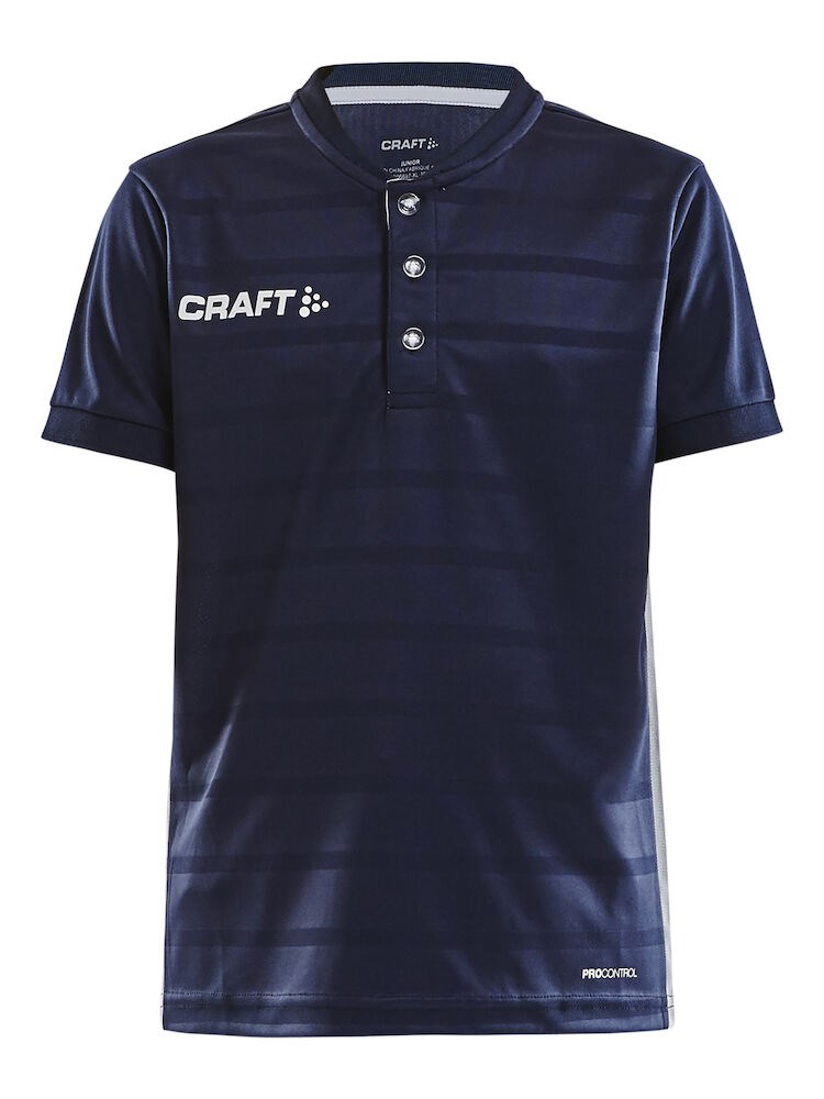 Craft - Pro Control Button Jersey Jr Team Green/White 158/164 - Navy/White