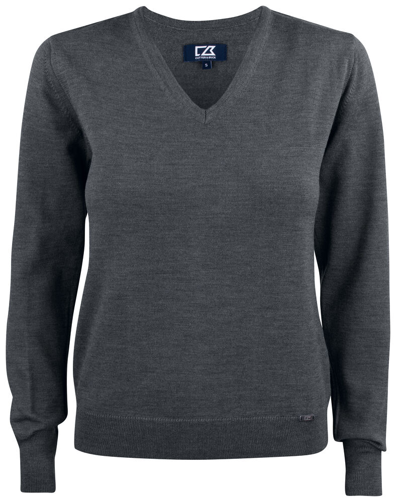 Cutter & Buck - Everett V-neck Dames Dark Navy XL - Antraciet Mélange