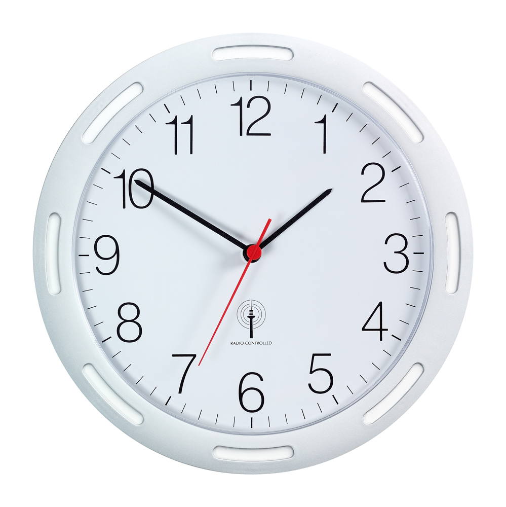 Radio-wandklok U-2248 - zilver/wit