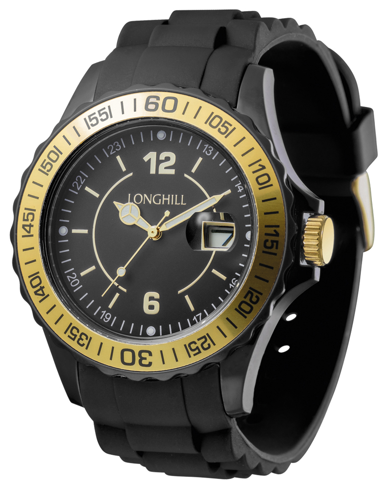 Kunststof horloge LOGI GOLD - zwart