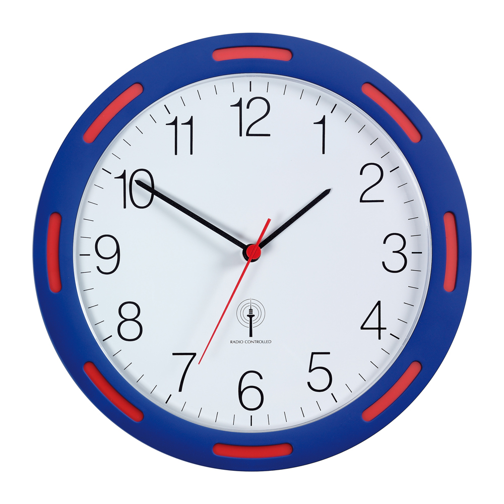 Radio-wandklok U-2248 - blauw/rood