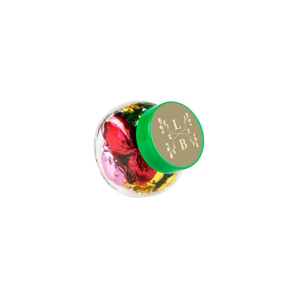 Micro glazen potje 50 ml, gevuld met snoep