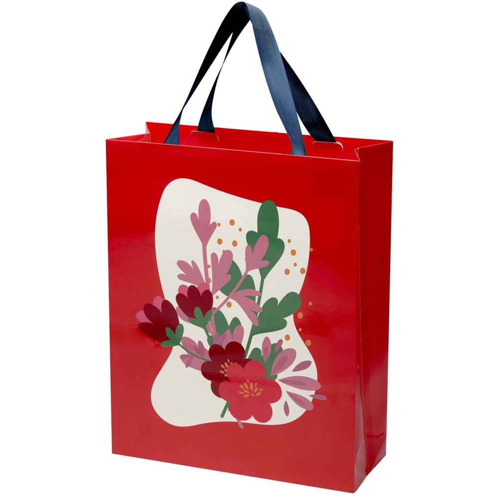 Smartfold papieren tas van 230 g/m² met lintgrepen en een glanzende laminaatlaag - 31 x 12 x 39 cm - blauw