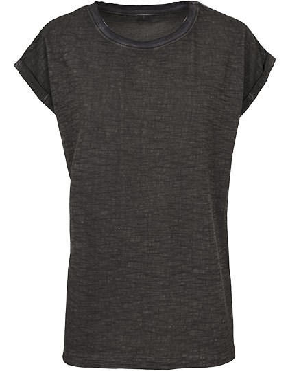 Build Your Brand - Ladies` Spray Dye Extended Shoulder Tee - Darkgrey (Spray Dye)