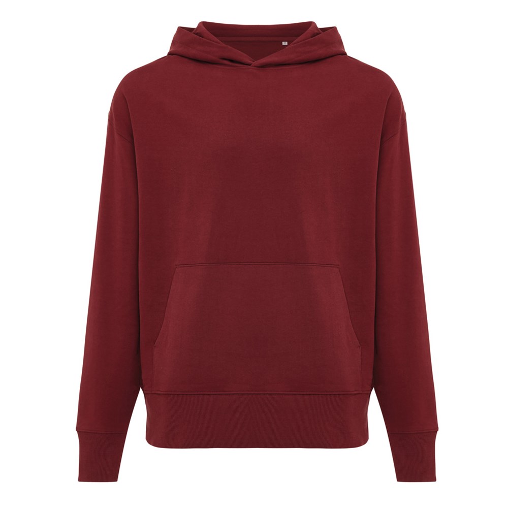 IQONIQ Yoho gerecycled katoen relaxed hoodie - bordeauxrood (± PMS 19-1724TCX)