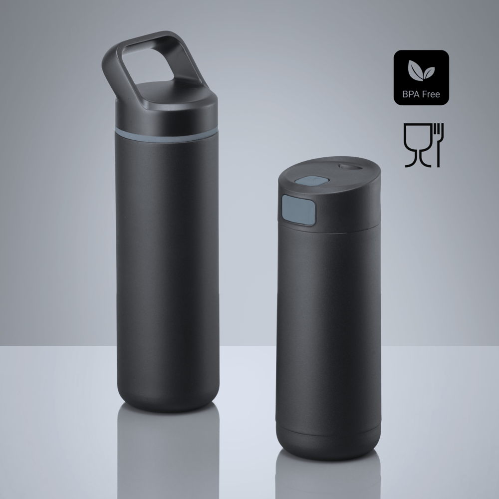 Expedition Set: koffiemok 450 ml & stalen waterfles 650 ml - grijs