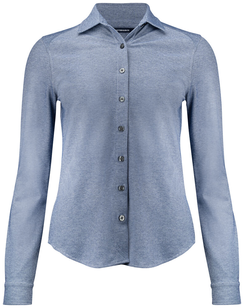 Cutter & Buck - Advantage Shirt Dames Wit XS - Indigo Melange