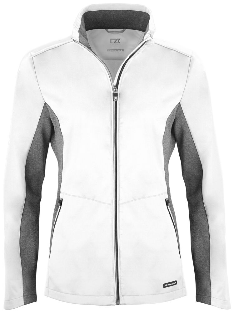 Cutter & Buck - Navigate Softshell Jacket Dames Zwart S - wit