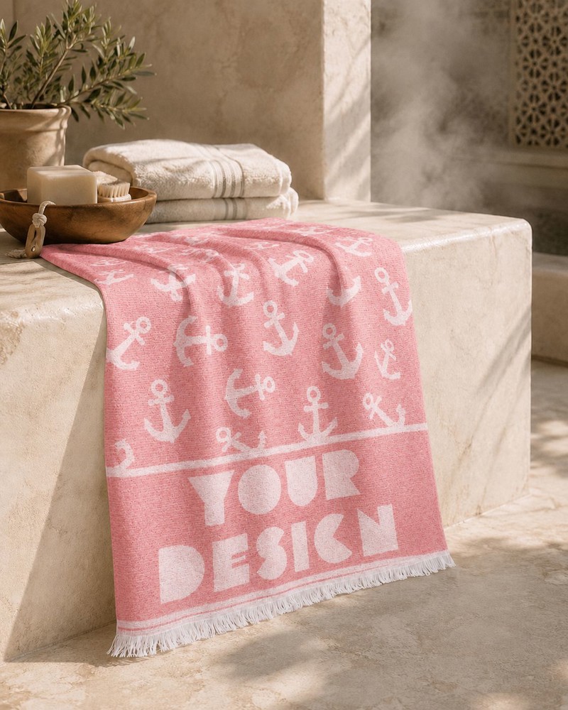 Custom-made hamamdoek 100 x 170 (2 kleuren geweven) met 330gsm