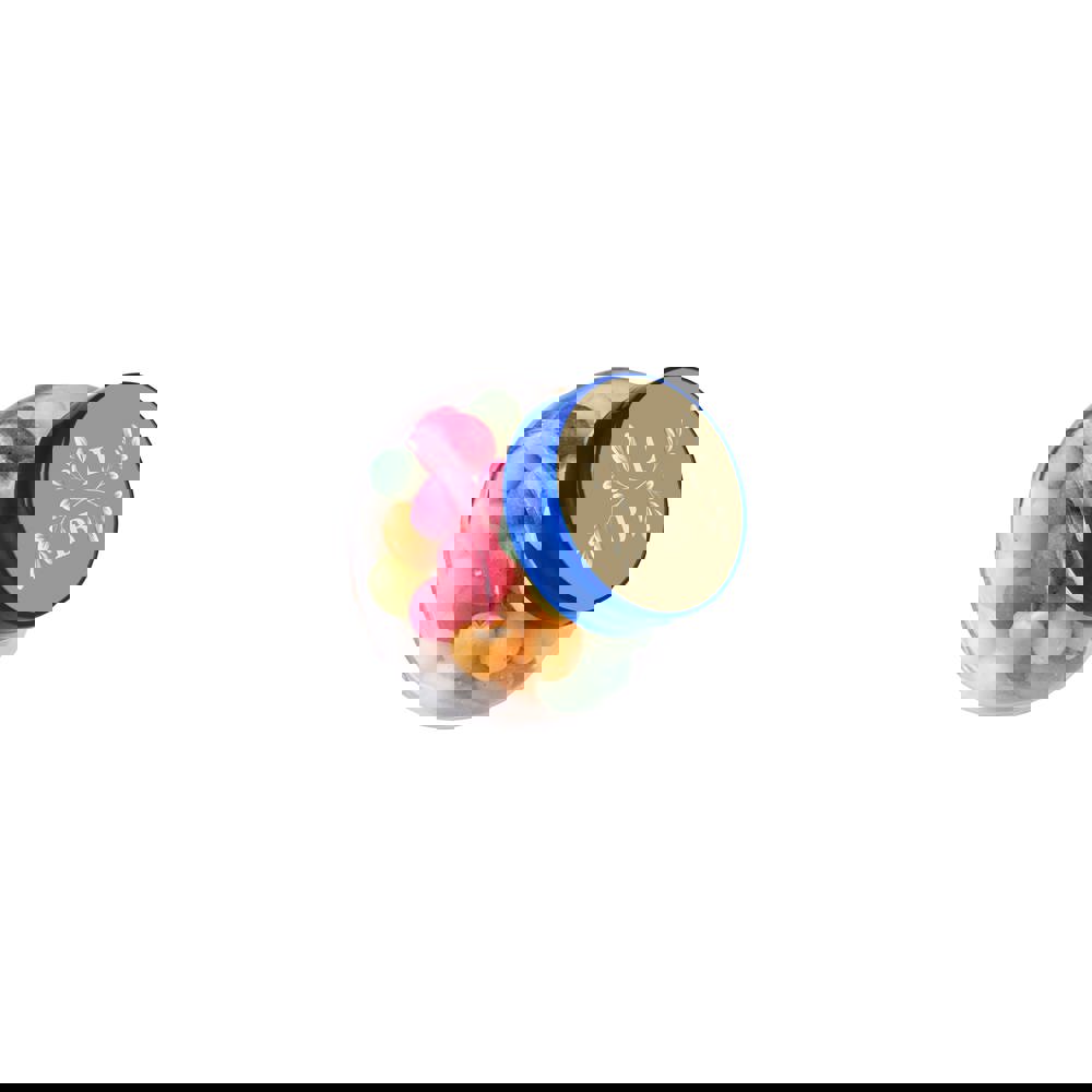 Micro glazen potje 50 ml, gevuld met snoep - Transparant/Blauw