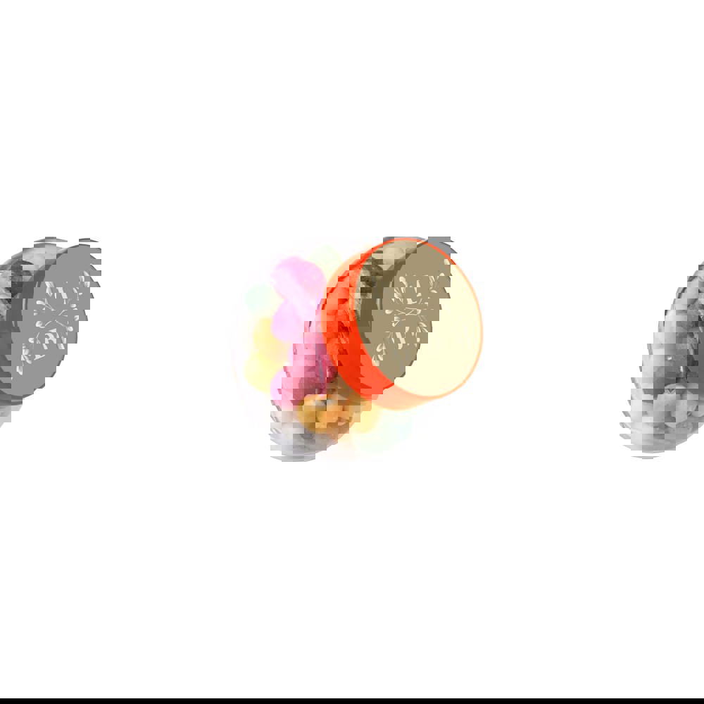 Micro glazen potje 50 ml, gevuld met snoep - Transparant/Oranje