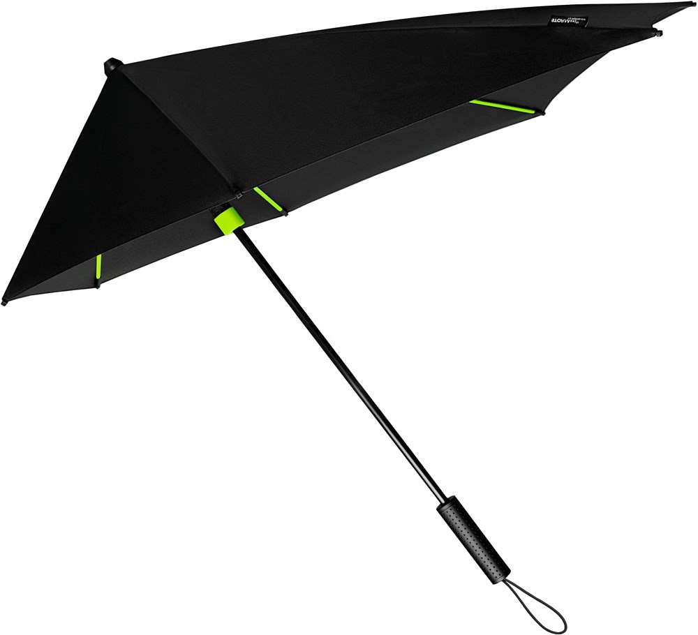 STORMaxi - Aerodynamische stormparaplu - Handopening - Windproof - 92 cm - Zwart / Blauw - Zwart / Lime groen (± PMS Zwart / 802C)