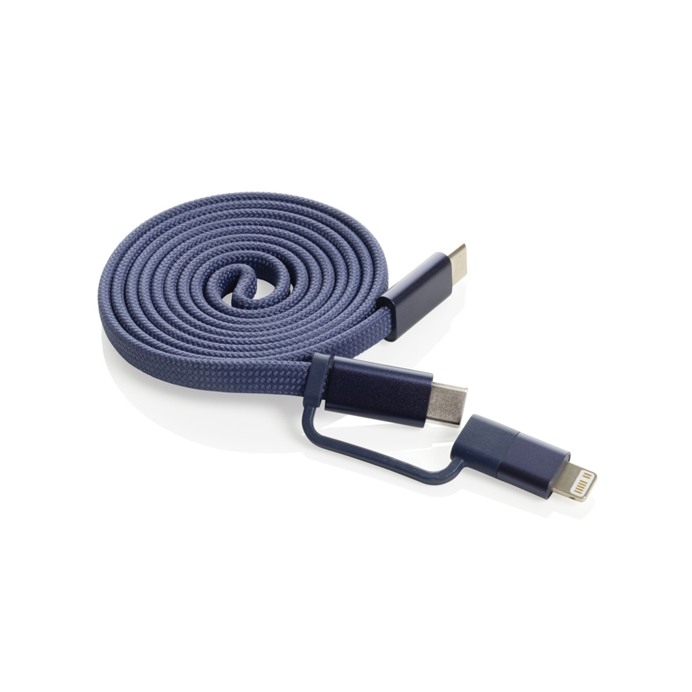 Arc Ultra-thin RCS recycled 60W 2 in 1 magnetische kabel - blauw (± PMS 4145 C)