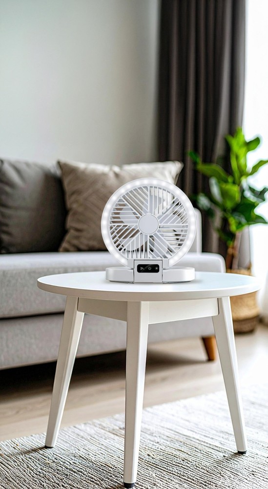 LIFETIME Table Fan USB 1200mAh 3 Speed Rechargeable- Wit