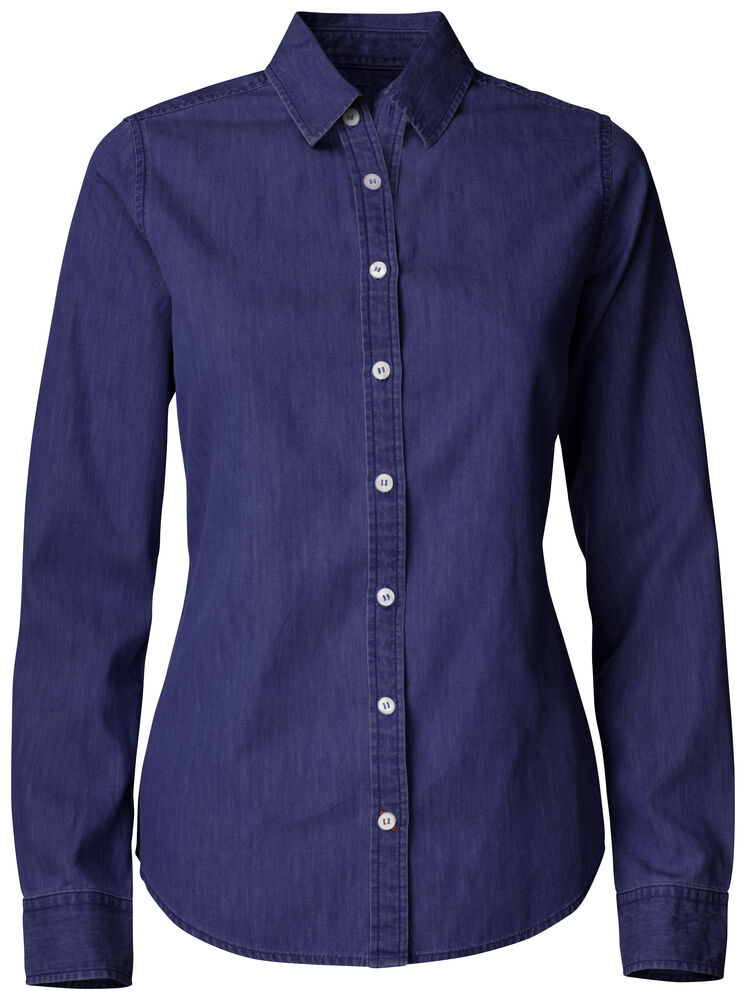 Cutter & Buck - Ellensburg Denim Shirt Dames Demin Grijs M - Donker Indigo