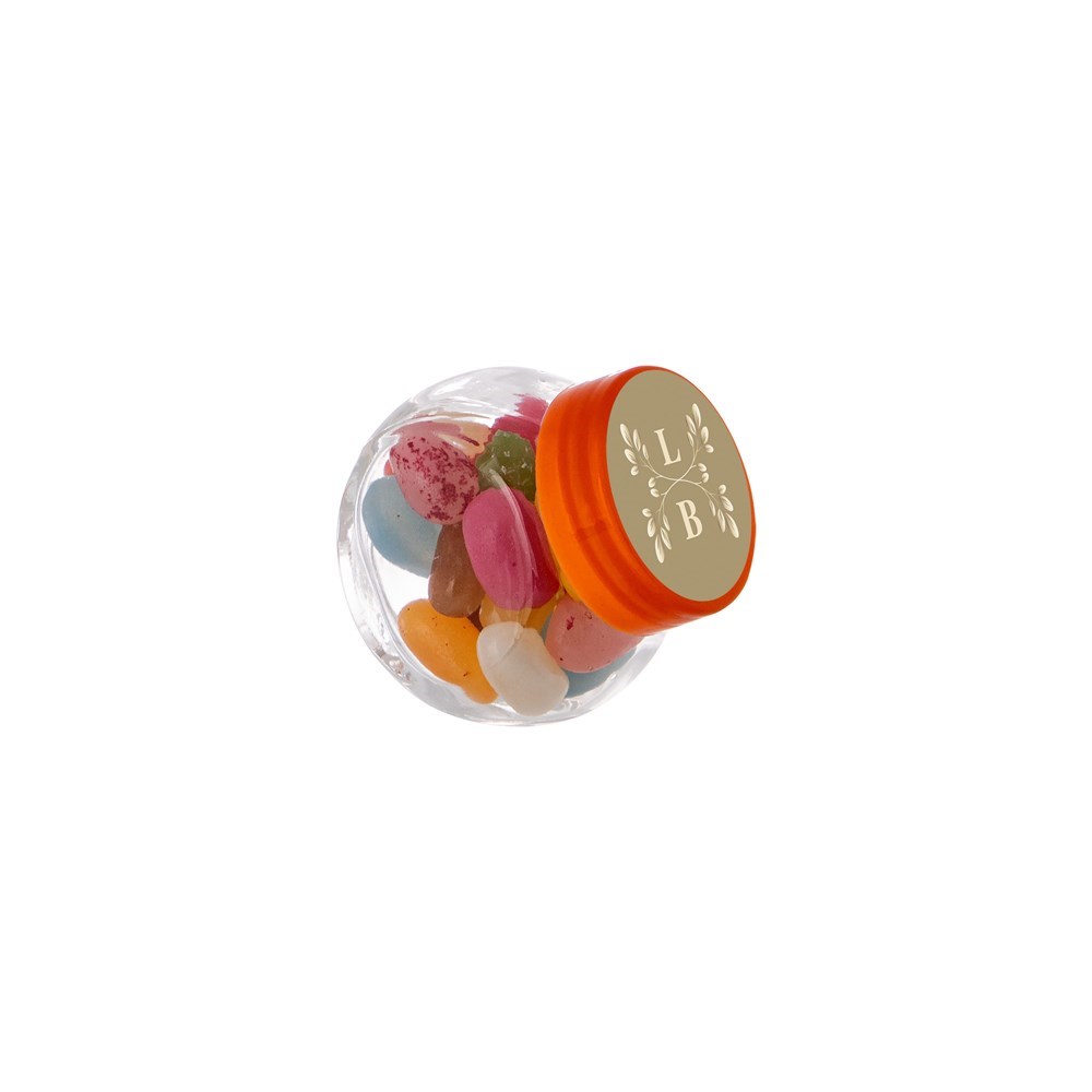 Micro glazen potje 50 ml, gevuld met snoep