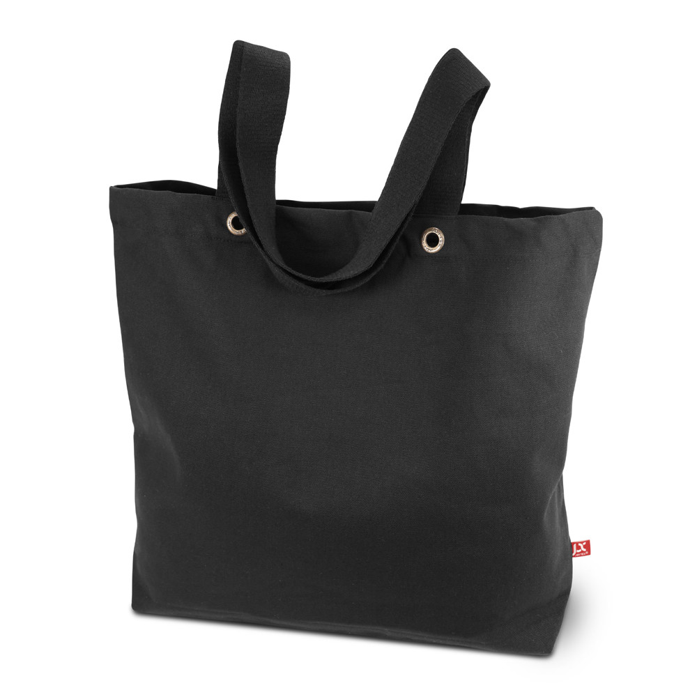 LAGOS – Canvas tas met bodemvouw, lange hengsels en metalen oogjes