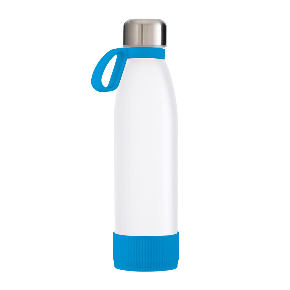Fles GLASS - cyaan, zilver, wit