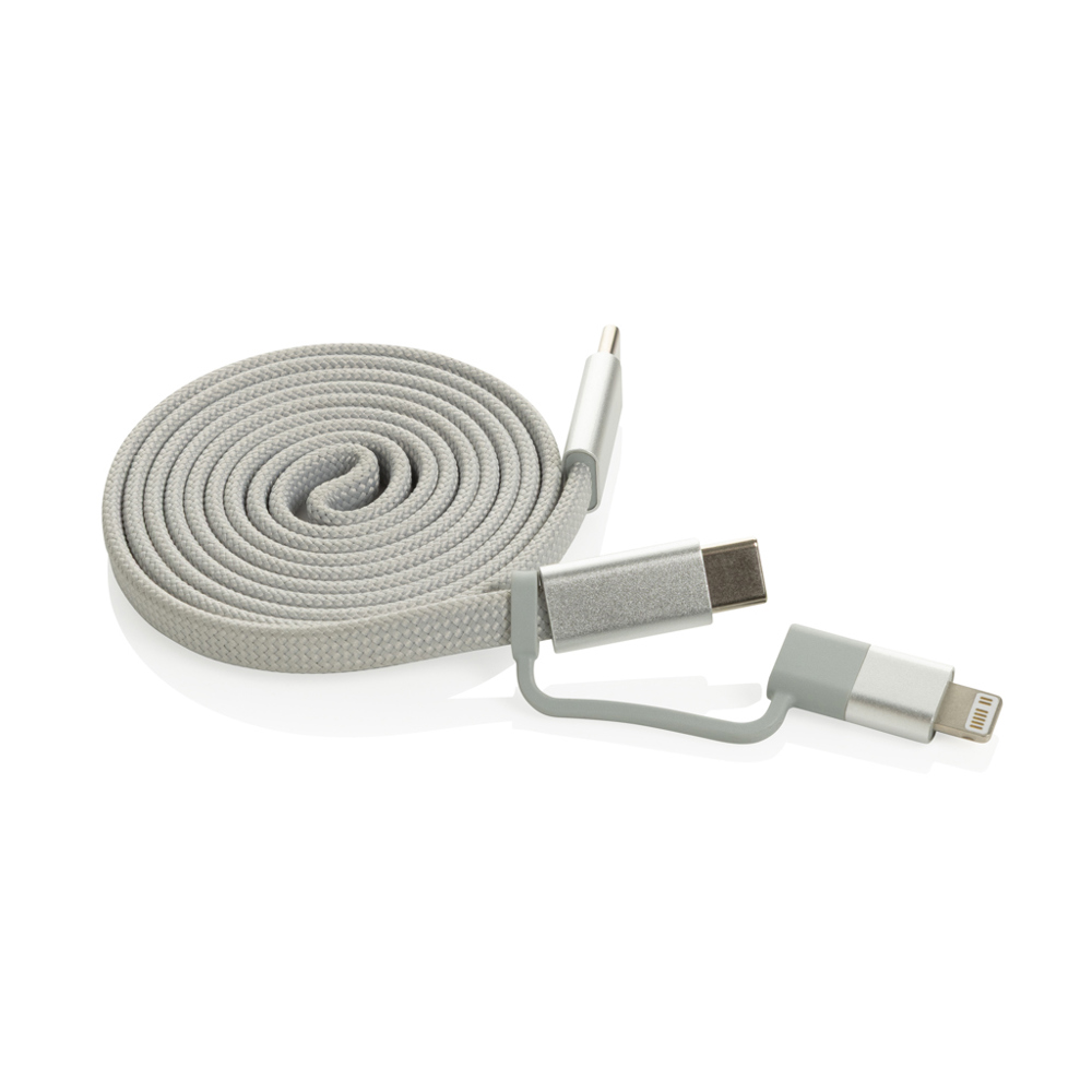 Arc Ultra-thin RCS recycled 60W 2 in 1 magnetische kabel - grijs (± PMS Cool grey 6C)