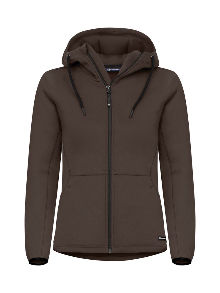 Cutter & Buck - Pemberton Hood FZ Dames Dennengroen XS - Donker Mokka