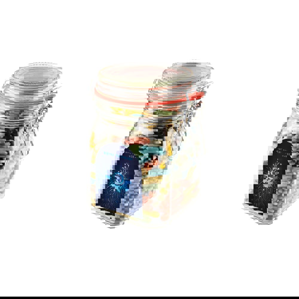 Weckpot 0,9 liter, gevuld met snoep